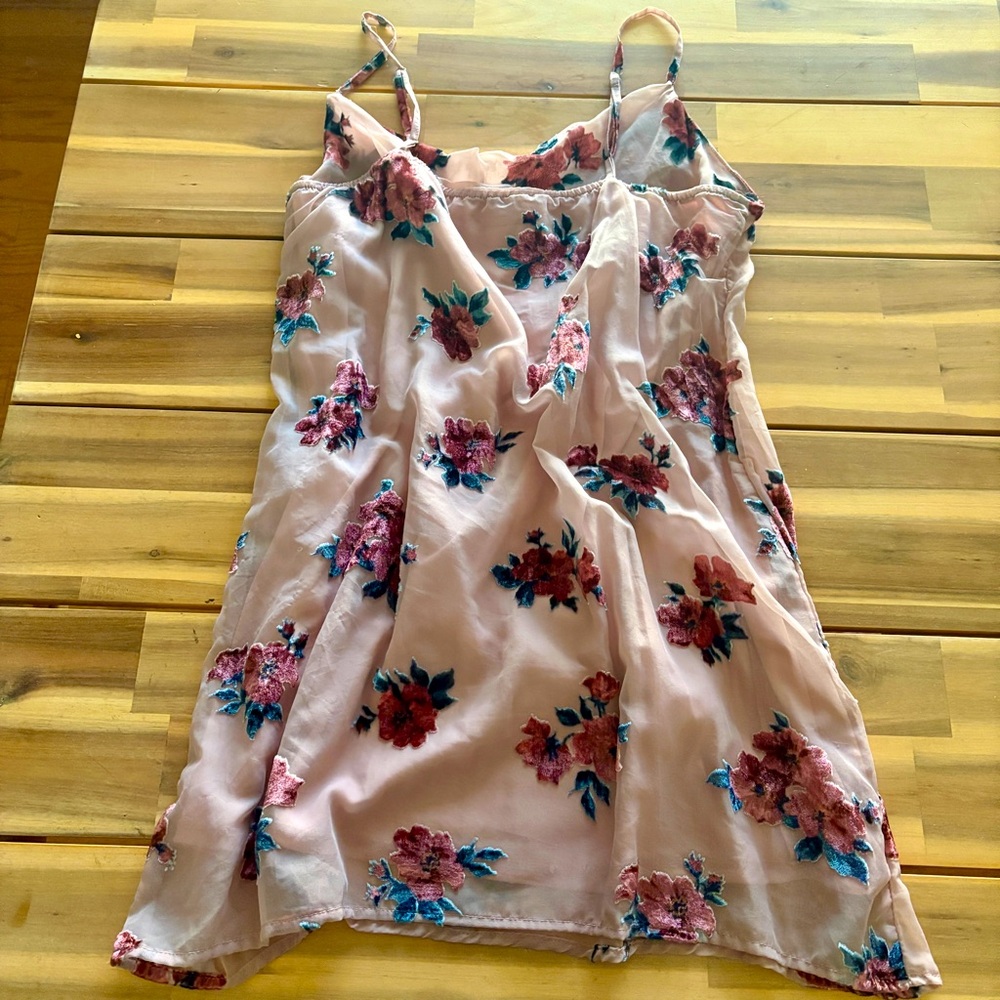 American Eagle - Spaghetti Strap Flocked Floral D… - image 3